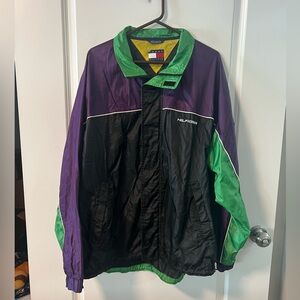 Tommy Hilfiger Black, Purple & Green Retro Windbreaker Jacket